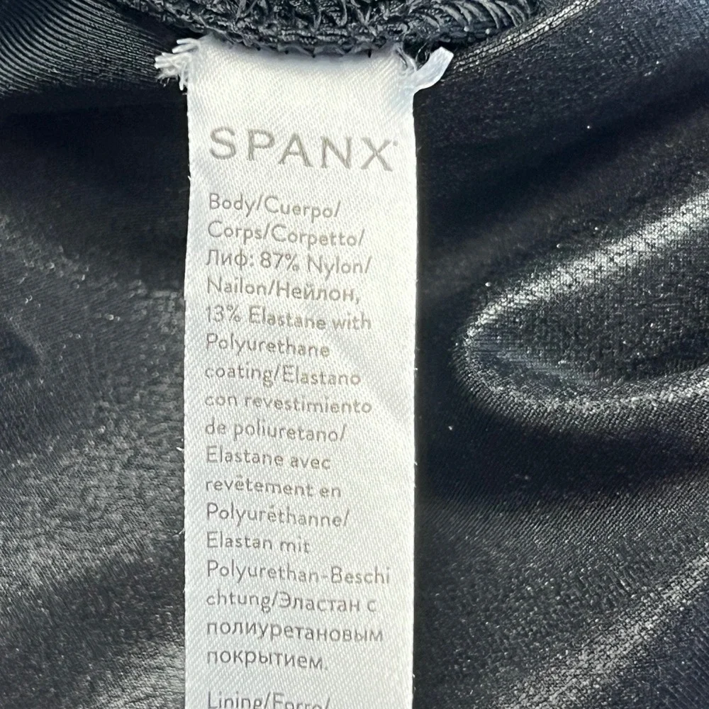 Spanx SPANXshape Faux Leather Leggings Womens Small Black High Waist Compression